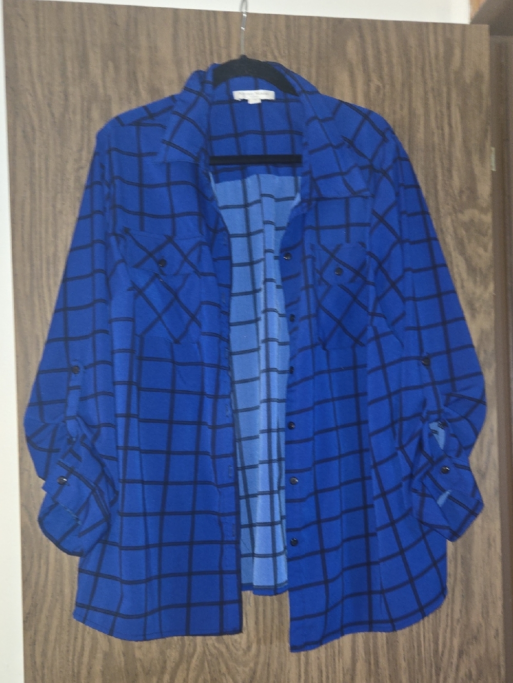 Studio Works Blue and Black Windowpane Button-Down Shirt
